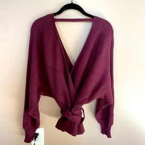 SIZE M BURGUNDY WRAP SWEATER